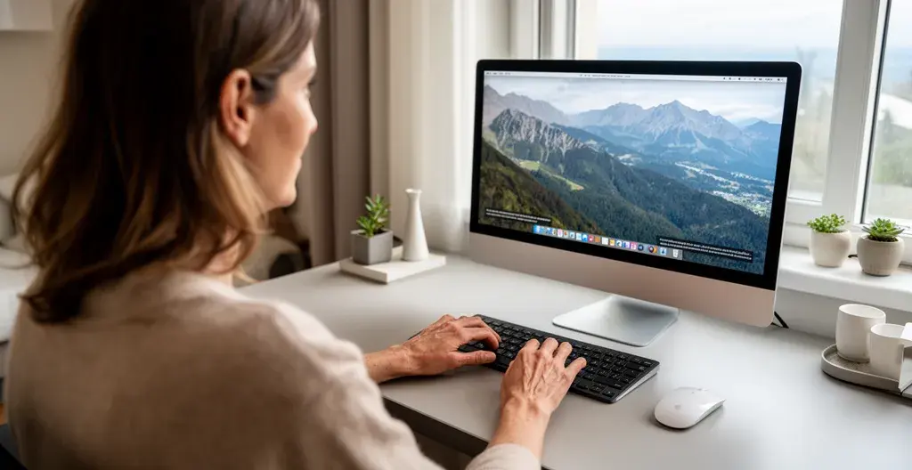 Espace de travail dans appartement meublé avec vue montagne