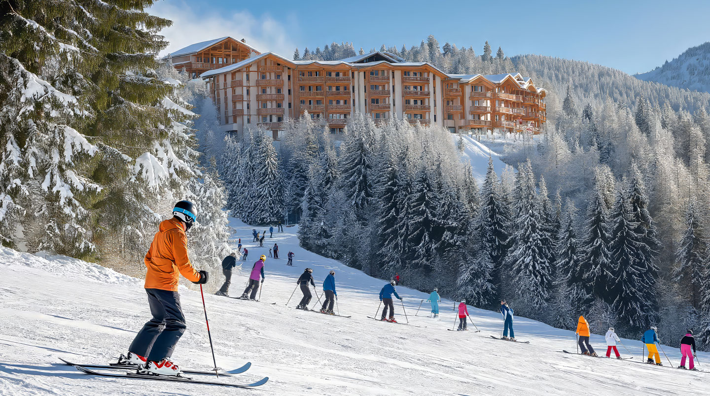 Icônes plates représentant les équipements essentiels pour un séjour ski en famille.